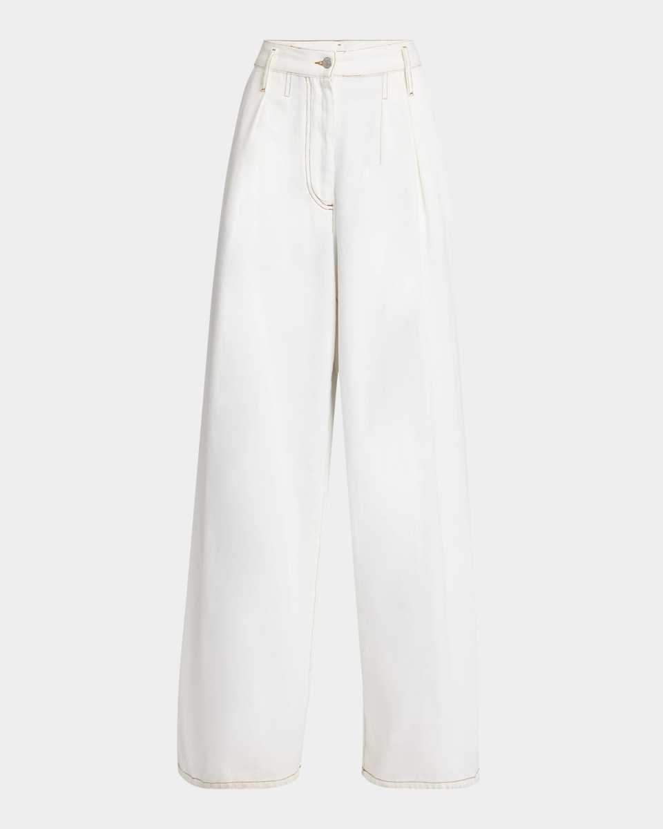 Pamplona Pleated Denim Wide-Leg Pants